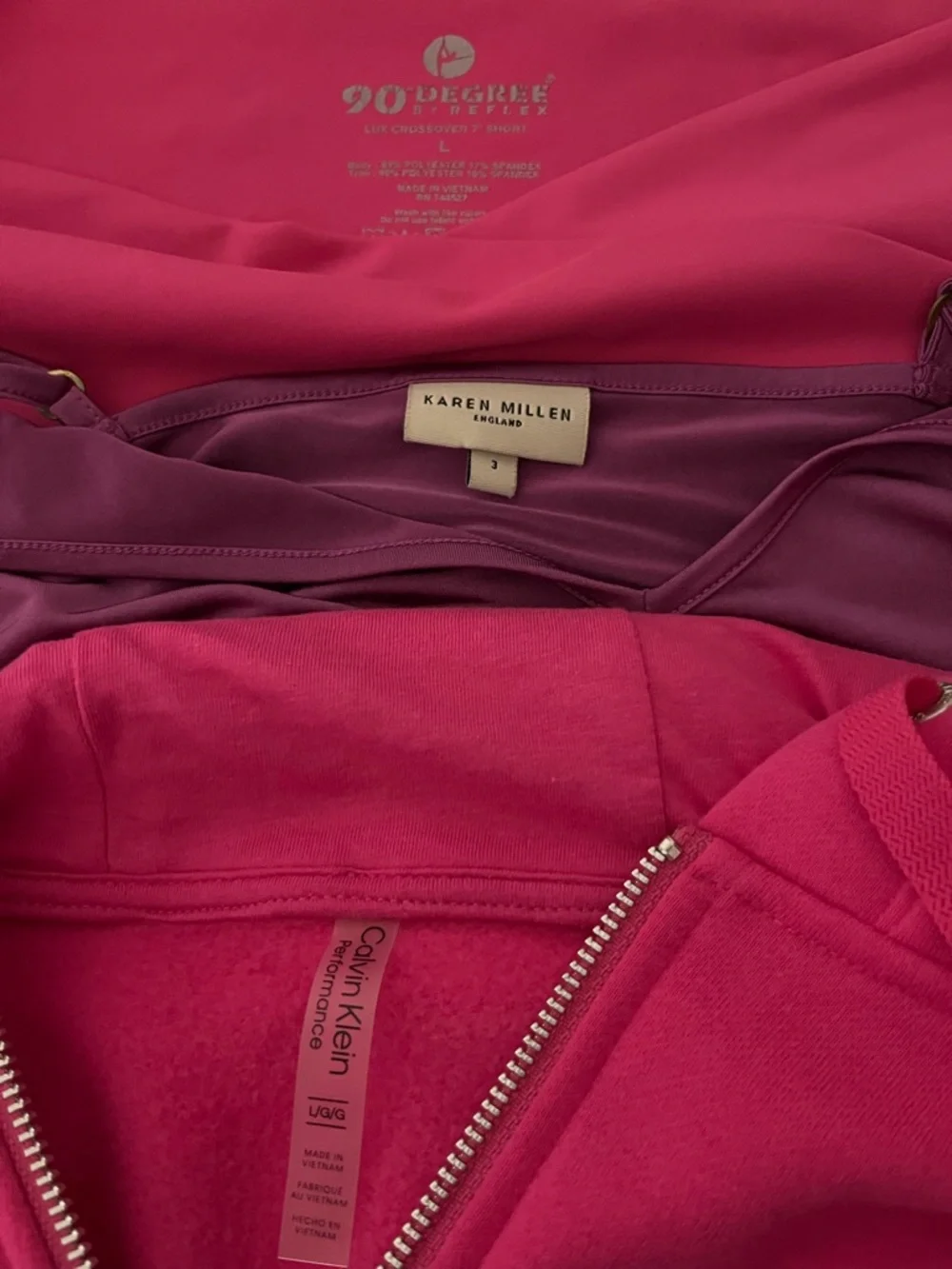 Lot of women’s clothes. Calvin Klein Performance Hot Pink Zip Hoodie/shorts/slip - Picture 2 of 3